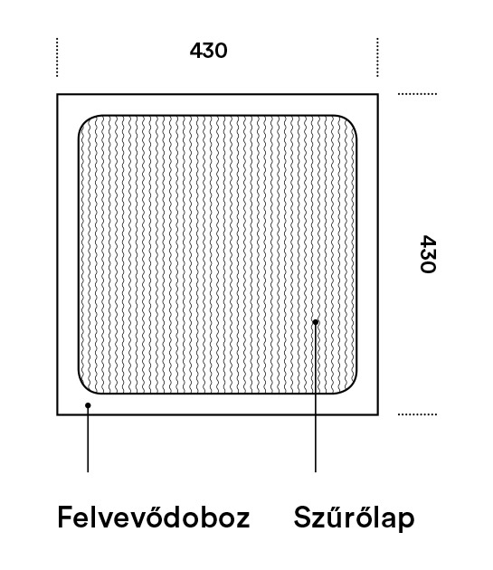 Méretek front utószűrő elemeket NFEWP01