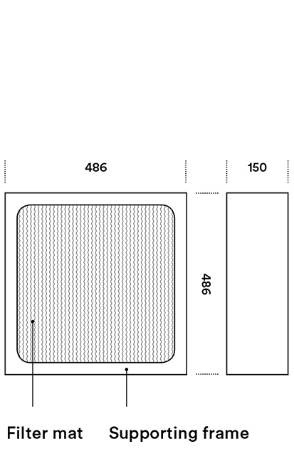 Dimensions front and side secondary filter Element NFEWP02