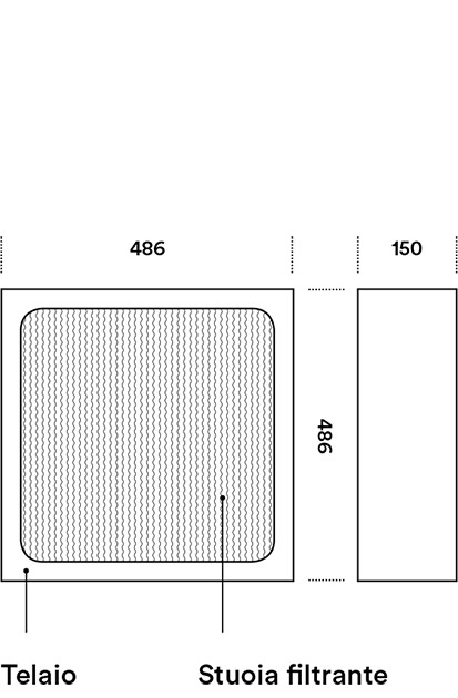 Dimensioni davanti e lato elementi filtranti secondari NFEWP02