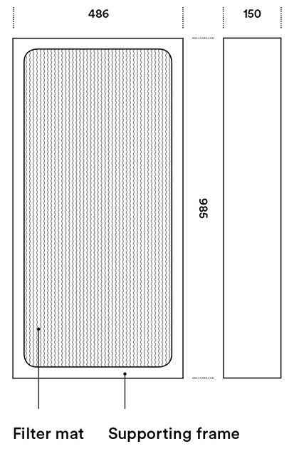 Dimensions front and side secondary filter Element NFEWP03